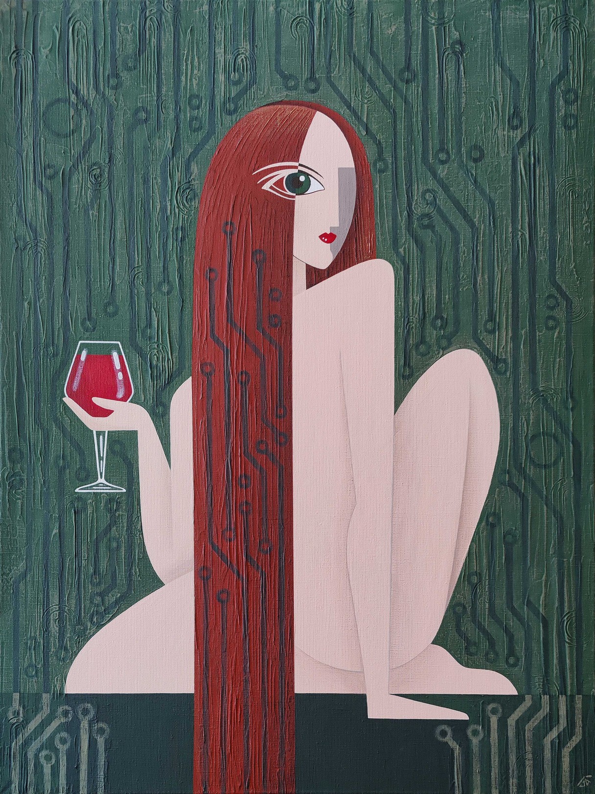 Yulia Belasla, Disturbed peace. Green background Yulia Belasla, Disturbed peace. Green background