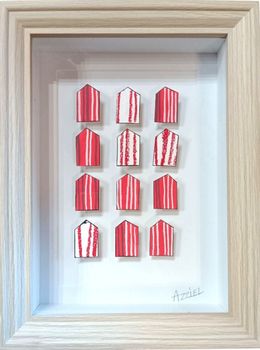 Peinture, Les cabanes de plage rouge, AZZIEL
