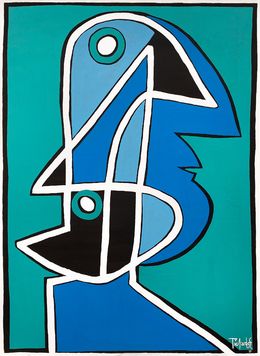 Gemälde, Retrato en azules, Enrique Pichardo