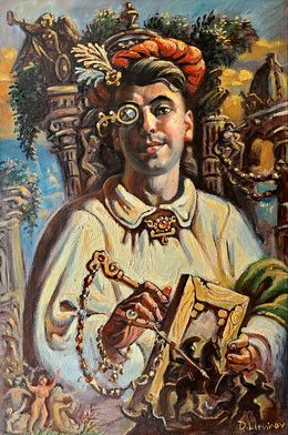Gemälde, Self-portrait in front of the ruins, Daniil Litvinov