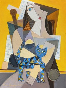 Painting, Girl and Her Cat, Tigran Araqelyan