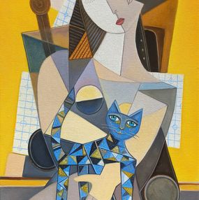 Gemälde, Girl and Her Cat, Tigran Araqelyan