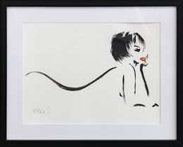 Gemälde, Allongée - Série portrait de femme stylisé, Richard Atlan