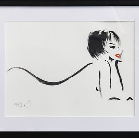 Gemälde, Allongée - Série portrait de femme stylisé, Richard Atlan