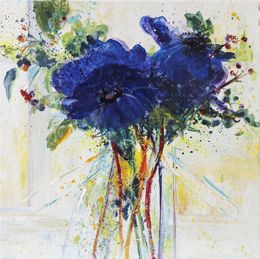 Gemälde, Blue - Composition florale, Annie Madec