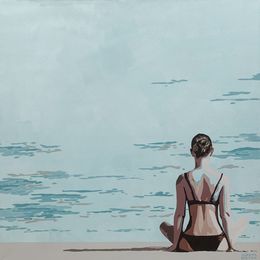 Gemälde, Beach. A sitting Girl, Joanna Woyda