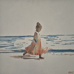 Gemälde, Beach. Girl in a rose dress, Joanna Woyda