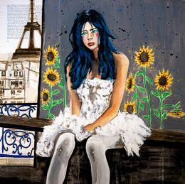 Gemälde, French School - Portrait La dernière danse des tournesols Chut les Barbizons!, Bazévian Delacapucinière