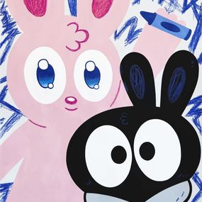Painting, BFFs (Bunny Friends Forever) collaboration with Yeka Haski, Blake Jones