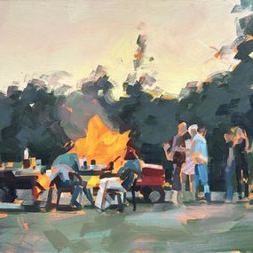 Painting, Figures and fire, Cédrick Vannier