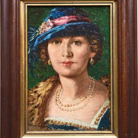 Gemälde, Signora con collana di perle, Alessio Issupoff