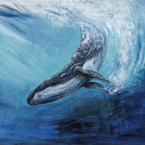 Gemälde, Regard de la baleine - série faune et flore sous marine, Irène Pouvreau dite Syrène