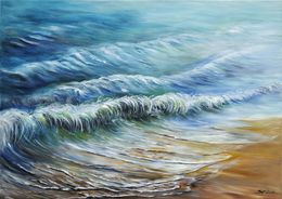 Gemälde, Vague turquoise - série paysage marin, Irène Pouvreau dite Syrène
