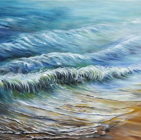 Gemälde, Vague turquoise - série paysage marin, Irène Pouvreau dite Syrène
