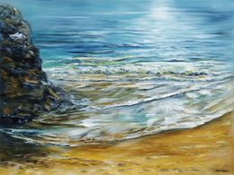 Gemälde, Brillance sur la plage - série paysage marin, Irène Pouvreau dite Syrène