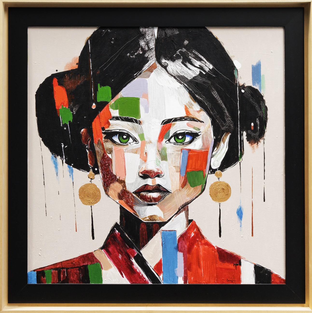 Jair Marques Herculano, Femme asiatique colorée - série portrait pop multicolore Jair Marques Herculano, Femme asiatique colorée - série portrait pop multicolore