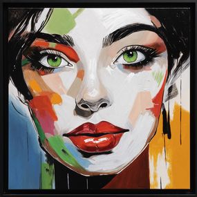 Gemälde, Portrait Pop Art d'une femme - série portrait pop multicolore, Jair Marques Herculano