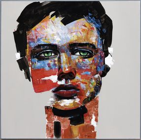 Gemälde, Babyfoot boy - série portrait pop multicolore, Jair Marques Herculano