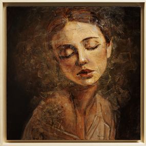 Gemälde, Une jeune fille apaisée réflechissant - Portrait d'une jeune fille, Jair Marques Herculano