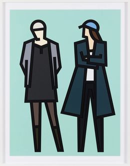 Drucke, Jade and Julia (from Standing Couples), hand signed relief with collage, Julian Opie