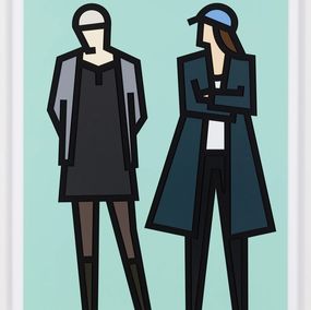 Print, Jade and Julia (from Standing Couples), hand signed relief with collage, Julian Opie