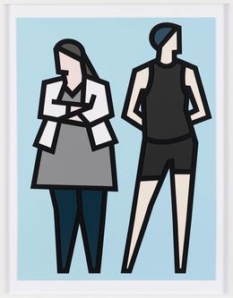 Drucke, Lydia and Garrett (from Standing Couples), hand signed relief with collage, Julian Opie