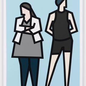 Print, Lydia and Garrett (from Standing Couples), hand signed relief with collage, Julian Opie