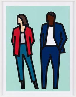 Drucke, Carmen and Fabien (from Standing Couples), hand signed relief with collage, Julian Opie