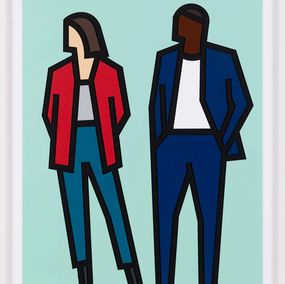 Print, Carmen and Fabien (from Standing Couples), hand signed relief with collage, Julian Opie