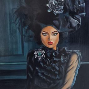 Gemälde, Icône noire émeraude, Nathalie Dervaux Pouliquen