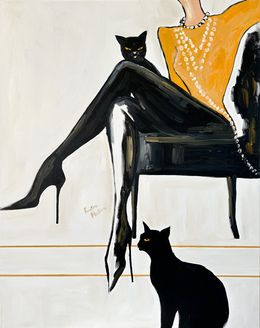 Gemälde, Jealous Cats II, Kristina Mallen