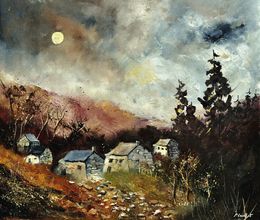 Painting, Moonshine in my countryside, Pol Ledent