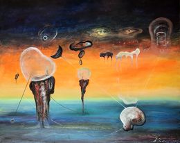 Painting, Neon dreams and ozurie of the inhabitants of soap bubbles created by themselves, Vladimir Kolosov