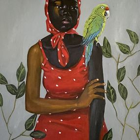Peinture, Not Alone 2 - 21st Century, Contemporary, Figurative Portrait, Modern, Women, Akingbade Mayowa