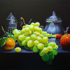 Gemälde, Raisin et argenterie, Jean-Pierre Walter