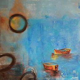 Gemälde, Barques rouge orange, Jane Grieco
