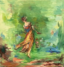Gemälde, Bailarina en verde, Rosa Agenjo