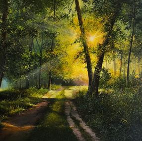 Peinture, Sunlit Forest Path, Sergey Miqayelyan