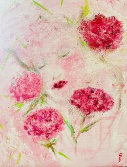 Gemälde, Un battement de Roses, Sylvie Pulur
