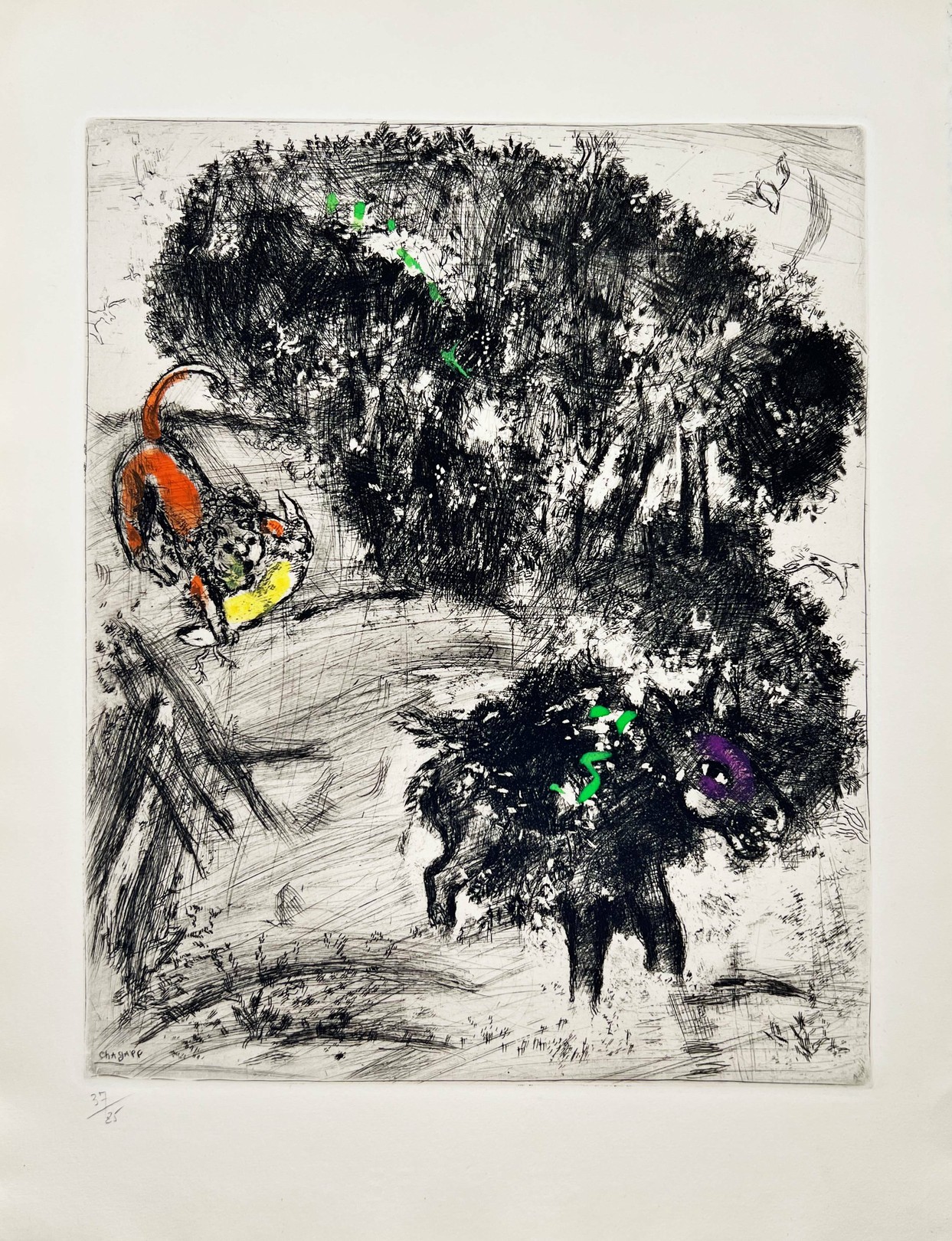 Marc Chagall, The Lion go hunting and the Donkey Marc Chagall, The Lion go hunting and the Donkey