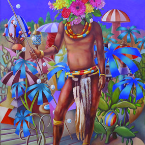 Gemälde, La tête en fleurs, Stéphane Fauchille