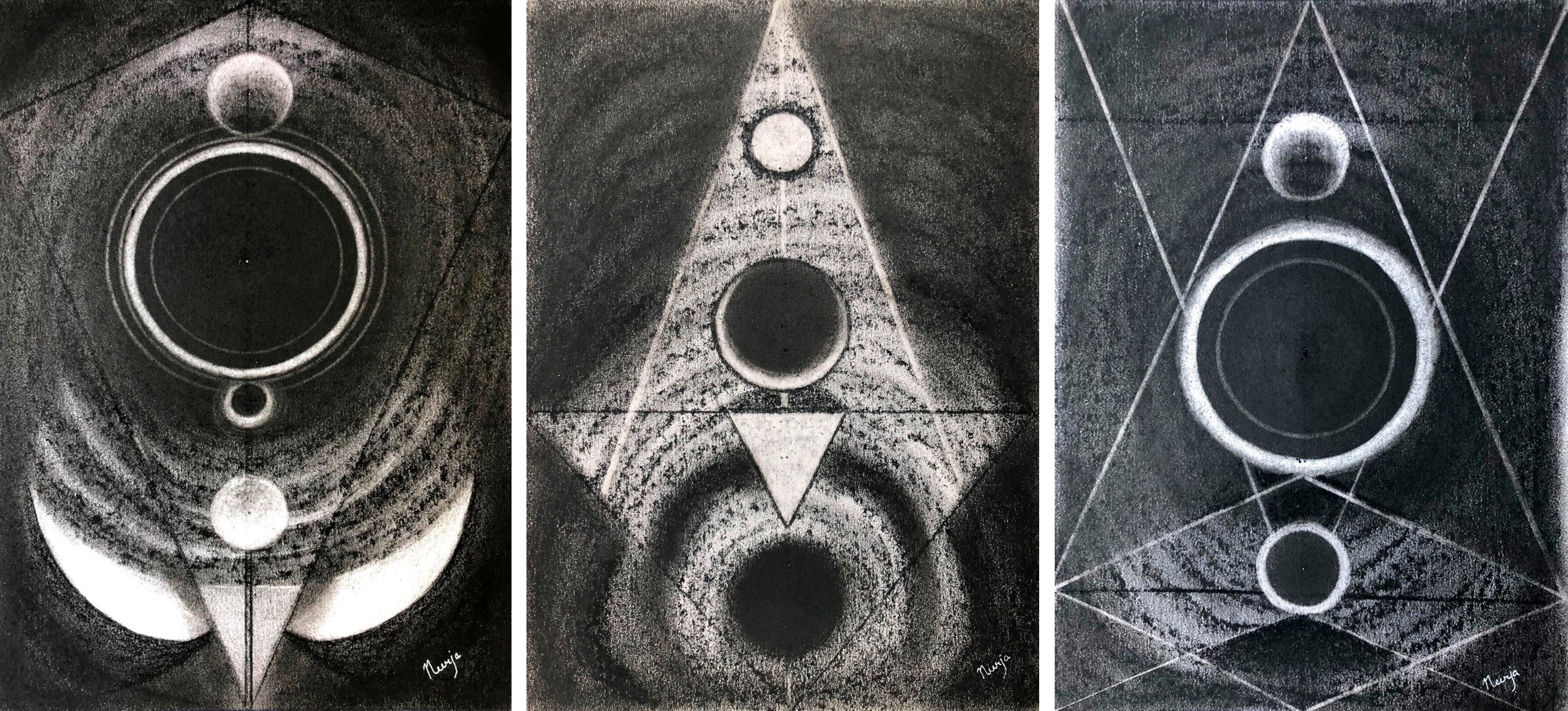 Neerja Chandna Peters, The Cosmic Spirit 5, 7 and 8 Triptych. From The Cosmic Spirit Series Neerja Chandna Peters, The Cosmic Spirit 5, 7 and 8 Triptych. From The Cosmic Spirit Series