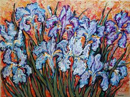Gemälde, Irises on Gold, Rakhmet Redzhepov (Ramzi)