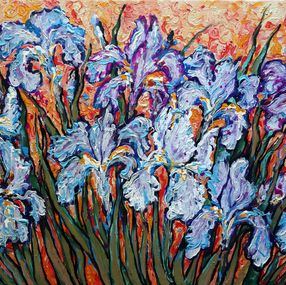 Gemälde, Irises on Gold, Rakhmet Redzhepov (Ramzi)
