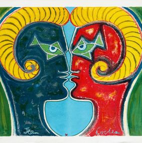 Édition, Double profil d'hommes béliers, Jean Cocteau