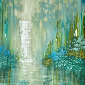 Peinture, Sparkling Waterfall and Pond, Ekaterina Prisich