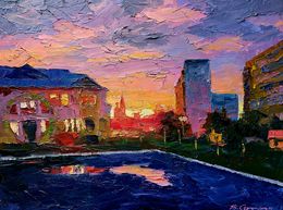 Peinture, City Orange Sunset, Boris Serdyuk