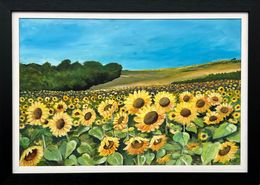 Pintura, Field of Sunflowers in the Summertime in France, Angela Wakefield