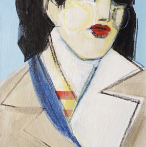 Gemälde, Femme au manteau - Série Portrait de femme stylisé, Alexandra Suliko Matyas