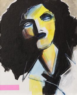 Gemälde, Cheveux noirs - Série Portrait de femme stylisé, Alexandra Suliko Matyas